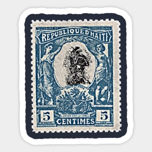 Faded-Style Vintage Haiti 'Big Blue' Postage Stamp Sticker